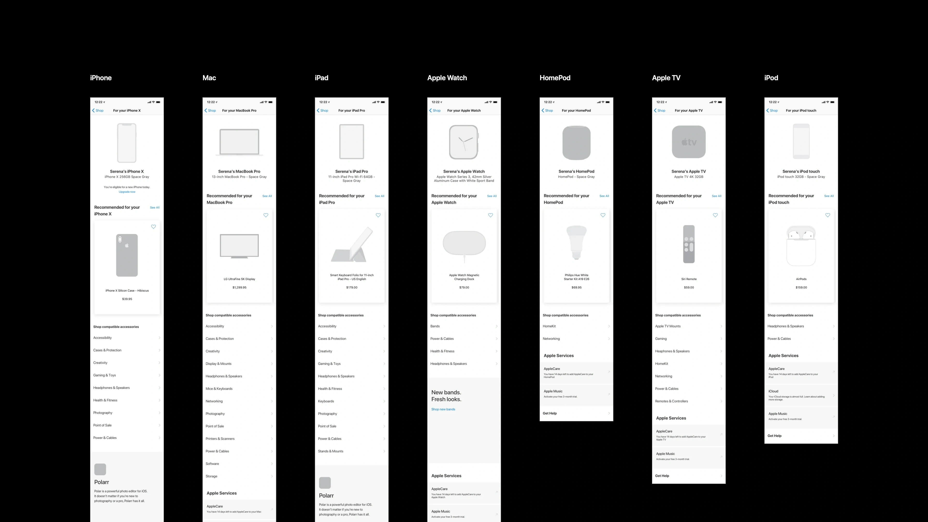 Final UX wireframes
