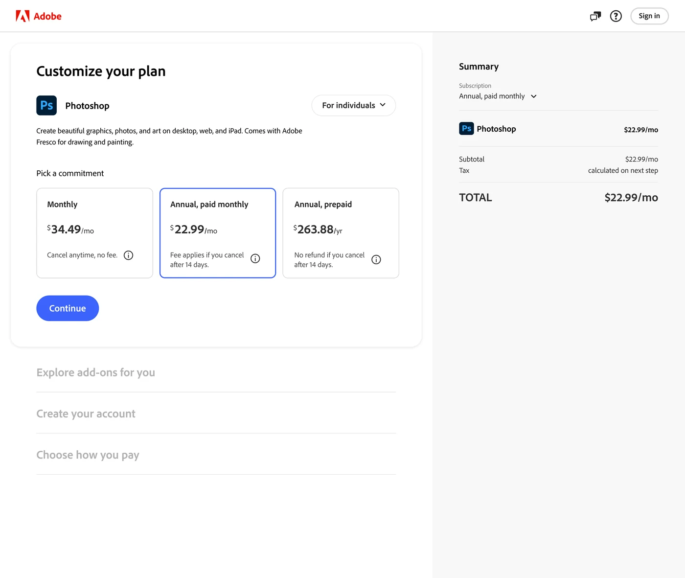 Approach 2 — guided one-page flow